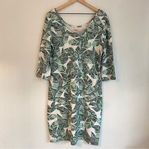 Persifor green and White Resort Sheath Dress with‎ Scoop Neck